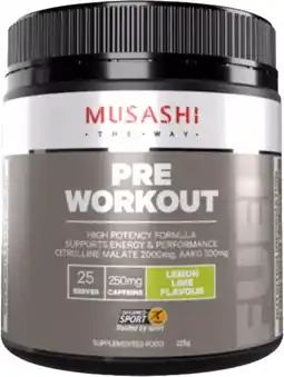 healthylife Musashi Pre Workout Lemon Lime Flavour 225g offer