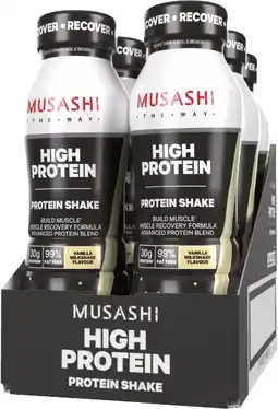 healthylife Musashi High Protein Shake Vanilla 6 x 375ml offer