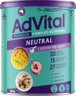 healthylife AdVital Nutritionally Complete Neutral Powder 500g offer