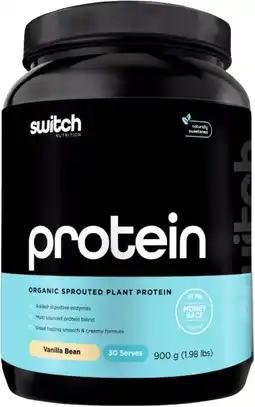 healthylife Switch Nutrition Organic Sprouted Plant Protein Vanilla Bean 900g offer