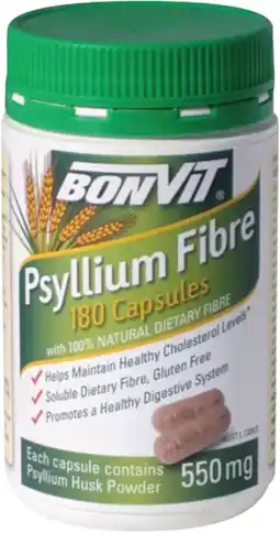healthylife Bonvit Psyllium Fibre 550mg 180 Capsules offer