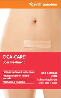 healthylife Cica-Care Scar Treatment Silicone Gel Sheet 12cm x 6cm Single by Smith & Nephew offer