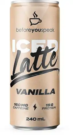 healthylife Beforeyouspeak Iced Latte Vanilla 240ml offer