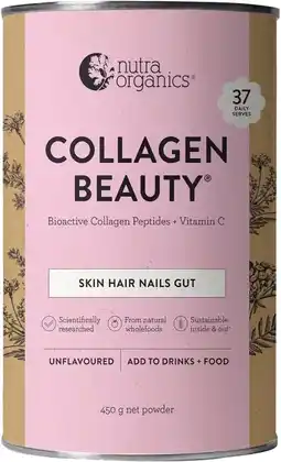 healthylife Nutra Organics Collagen Beauty Powder Unflavoured 450g offer