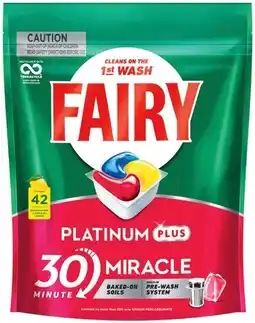 IGA Fairy Platinum Plus Dishwashing Tablets Lemon 42 Pack offer