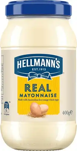 IGA Hellmann’s Mayonnaise 400g or Plant Based Mayo 320g Selected Varieties offer