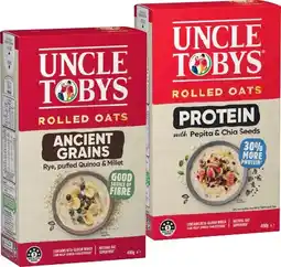 IGA Uncle Tobys Rolled Oats Protein or Ancient Grains 490g offer
