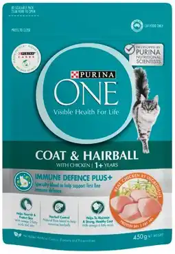 IGA NEW Purina One Dry Cat Food 450g Selected Varieties offer