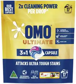 IGA OMO Ultimate 3 in 1 Laundry Capsules 17 Pack offer
