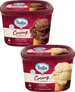 IGA Bulla Creamy Classics Ice Cream 2 Litre Selected Varieties offer