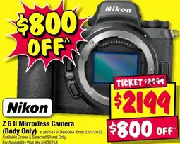 JB Hi-Fi Z 6 ii mirrorless camera offer