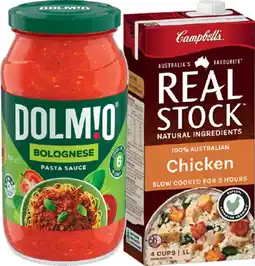 IGA Campbell’s Real Stock 1 Litre or Dolmio Pasta Sauce 490‑500g Selected Varieties offer