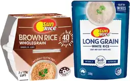 IGA SunRice 90 Seconds Microwave Rice Pouch 250g or 40 Seconds Rice Cup 2 Pack Selected Varieties offer