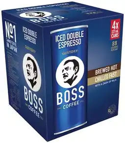 IGA Suntory Boss Coffee 4x237mL Selected Varieties offer