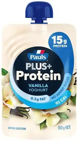 IGA Pauls Plus+ Protein Yoghurt Pouch 150g Selected Varieties offer