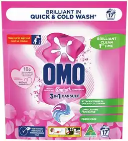 IGA OMO Laundry Capsules 3 in 1 Comfort 17 Pack offer
