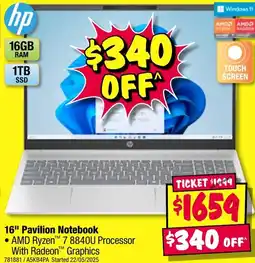 JB Hi-Fi 16" pavilion notebook offer