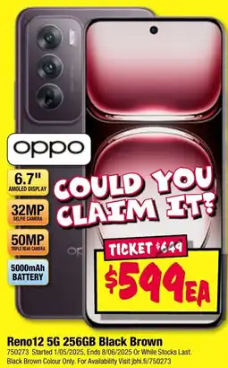 JB Hi-Fi Reno12 5g 256gb black brown offer