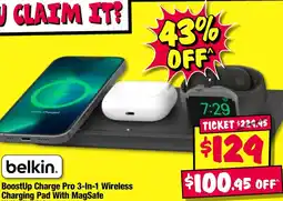 JB Hi-Fi Belkin boostup charge pro 3-in-1 wireless charging pad with magsafe offer