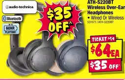 JB Hi-Fi Ath-s220bt wireless over-ear headphones offer