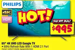 JB Hi-Fi 65" 4k uhd led google tv offer