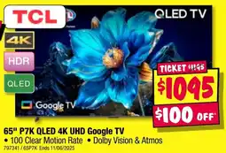 JB Hi-Fi 65" p7k qled 4k uhd google tv offer