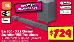 JB Hi-Fi Bar 800 -5.1.2 channel soundbar with true atmos offer