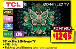 JB Hi-Fi 55" 4k mini led google tv offer