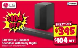 JB Hi-Fi 340 watt 3.1 channel soundbar with dolby digital offer