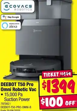 JB Hi-Fi Deebot t50 pro omni robotic vac offer