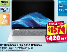 JB Hi-Fi 14" omnibook 5 flip 2-in-1 notebook offer