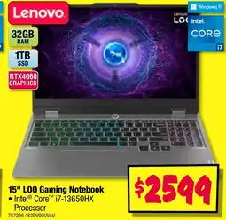 JB Hi-Fi 15" loq gaming notebook offer