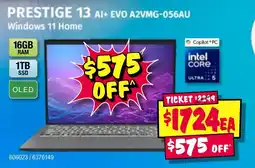 JB Hi-Fi Prestige 13 ai+ evo a2vmg-056au windows 11 home offer