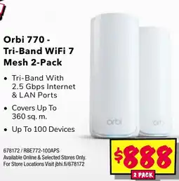 JB Hi-Fi Orbi 770 - tri-band wifi 7 mesh offer