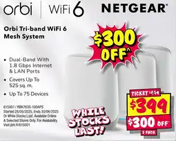 JB Hi-Fi Orbi tri-band wifi 6 mesh system offer