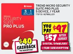 Trend micro security suite pro plus 5 device, 1 year