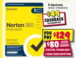 JB Hi-Fi Norton 360 premium 5 devices offer