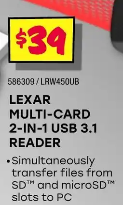 JB Hi-Fi Lexar multi-card 2-in-1 usb 3.1 reader offer