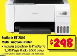 JB Hi-Fi EcoTank ET-2810 Multi Function Printer offer