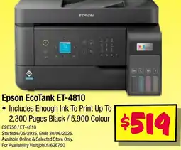 JB Hi-Fi Epson EcoTank ET-4810 offer