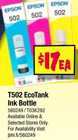 JB Hi-Fi T502 EcoTank Ink Bottle offer
