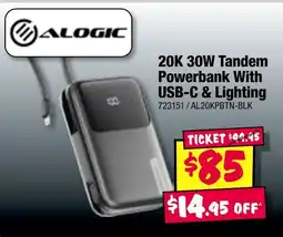 20K 30W Tandem Powerbank With USB-C & Lighting