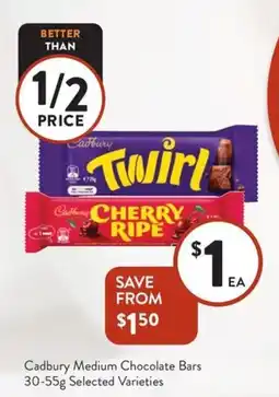Foodworks Cadbury medium chocolate bars offer
