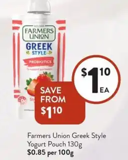 Foodworks Farmers union greek style yogurt pouch offer