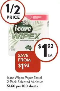 Foodworks icare Wipex Paper Towel offer