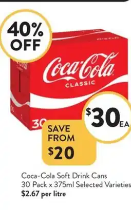 Foodworks Coca-Cola Soft Drink Cans offer