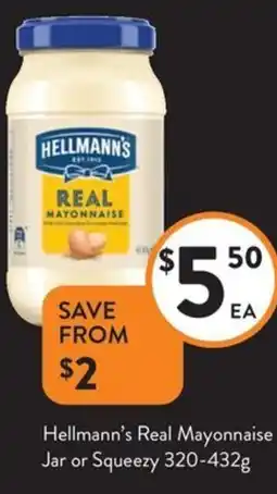 Hellmann's Real Mayonnaise Jar or Squeezy