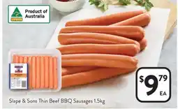 Foodworks Slape & Sons Thin Beef BBQ Sausages offer