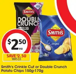 Coles Smith's Crinkle Cut or Double Crunch Potato Chips offer
