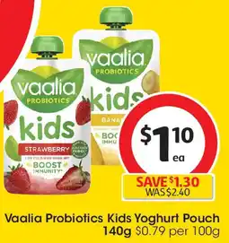 Coles Vaalia Probiotics Kids Yoghurt Pouch offer